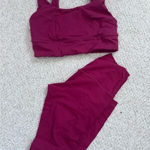 Burgundy Sports Bra and Leggings Set